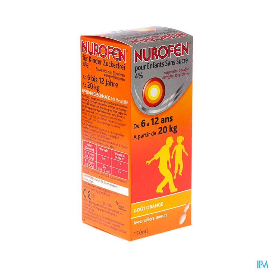 Nurofen Enfant S/sucre 4% Fraise Susp Buv 150ml