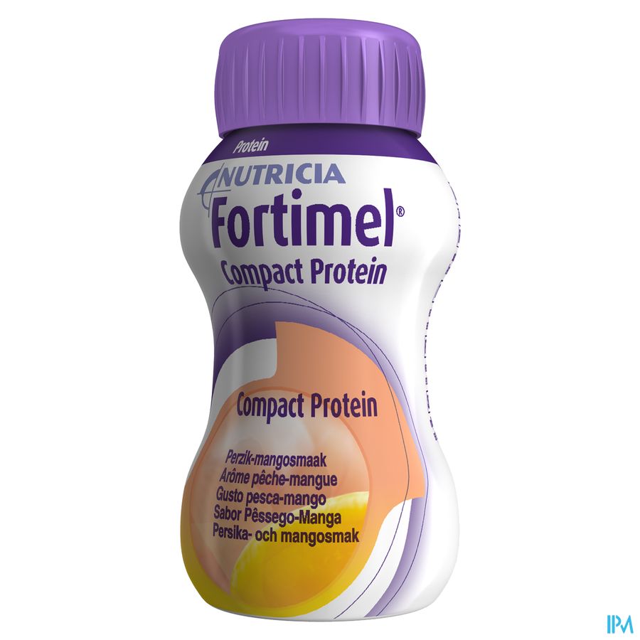 Fortimel Compact Protein Goût Pêche-mangue Bouteilles 4x125 ml