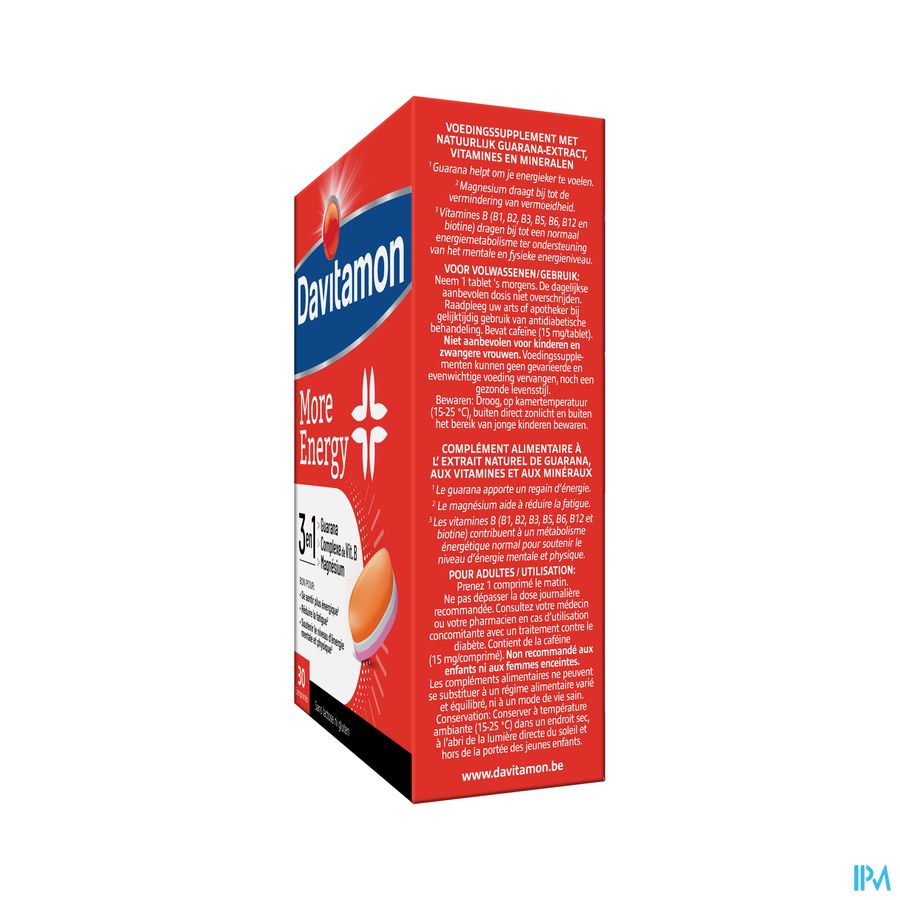 Davitamon® More Energy 3 En 1 30 Cpr.: Énergie Mentale & Physique, Contre Fatigue