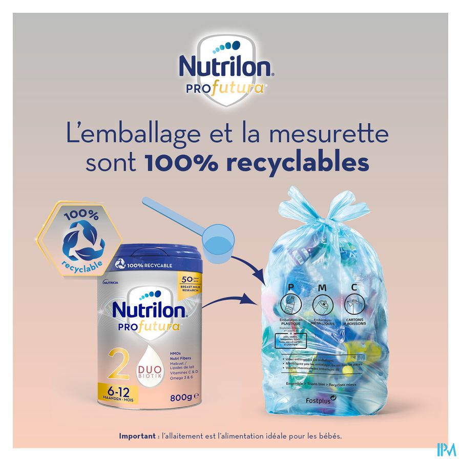Nutrilon Profutura 1 | Composition unique DUOBIOTIK | Lait Nourrissons Bébé 0 à 6 mois  | Lait en Poudre pour Biberon | Boîte 800g