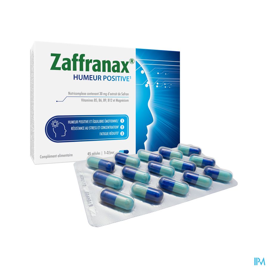 Zaffranax® Humeur Positive 45 Gélules - Émotionnel (1), stress (2), fatigue (3)