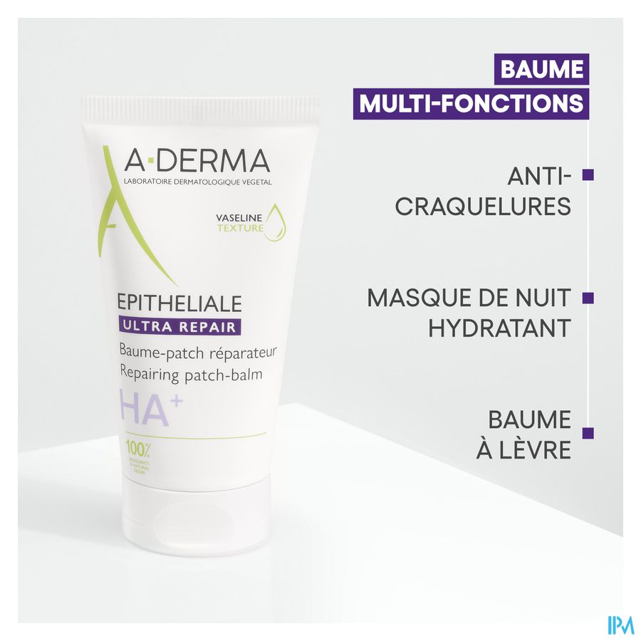 A-DERMA Epitheliale ULTRA REPAIR Baume-patch Réparateur, Zones craquelées & fissures, Texture vaseline 50g