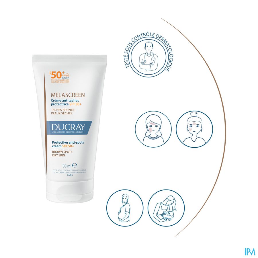 Ducray MELASCREEN Crème anti-taches protection solaire SPF50+ - Peaux sèches