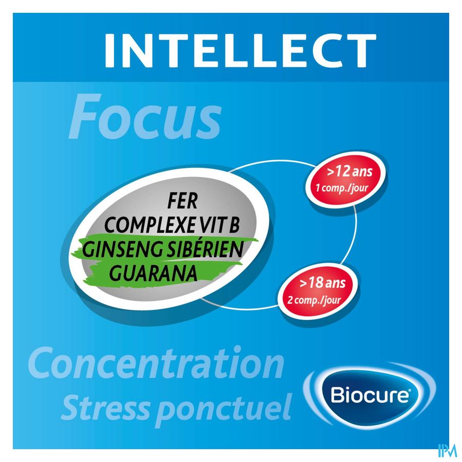 Biocure Intellect - concentration, mémoire, vitamine - 40 comprimés