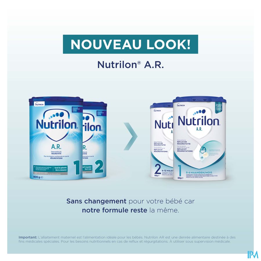 Nutrilon AR 2 | En cas de régurgitations | Lait Bébé 6-12 mois  | Lait en Poudre pour Biberon | Boite 800g