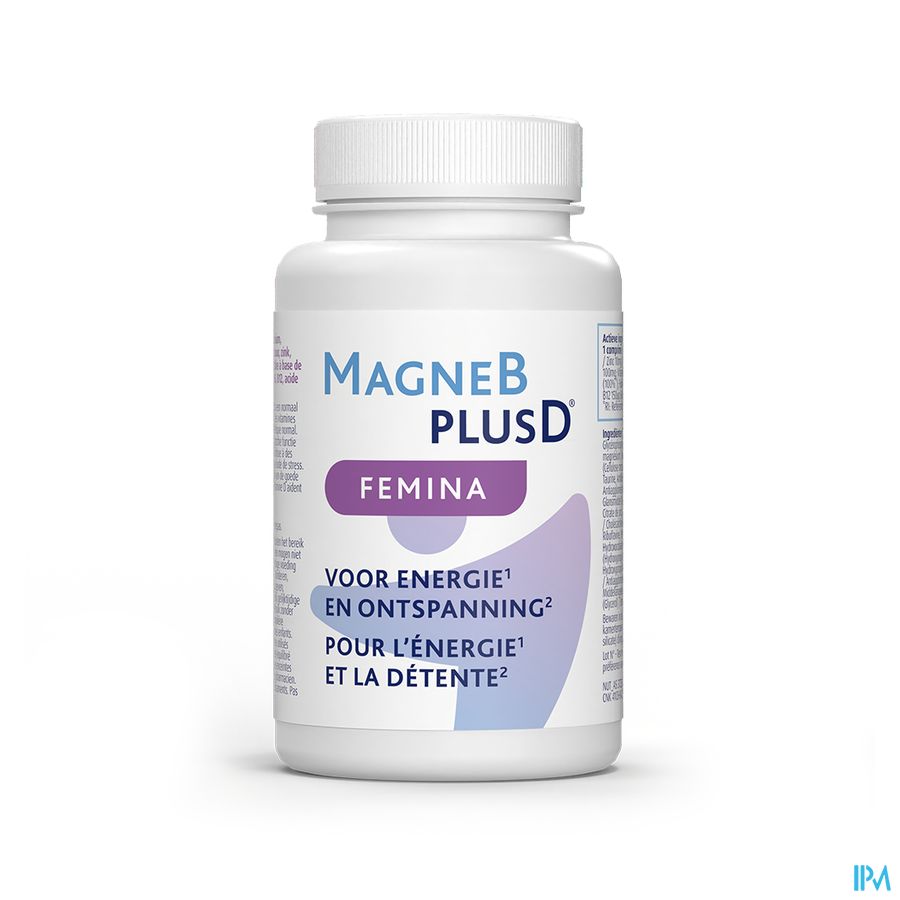 MagneBplusD Femina - Magnésium, Vitamine D, Vitamines B, Acide Folique, Zinc, Sélénium, Taurine - 60 comprimés