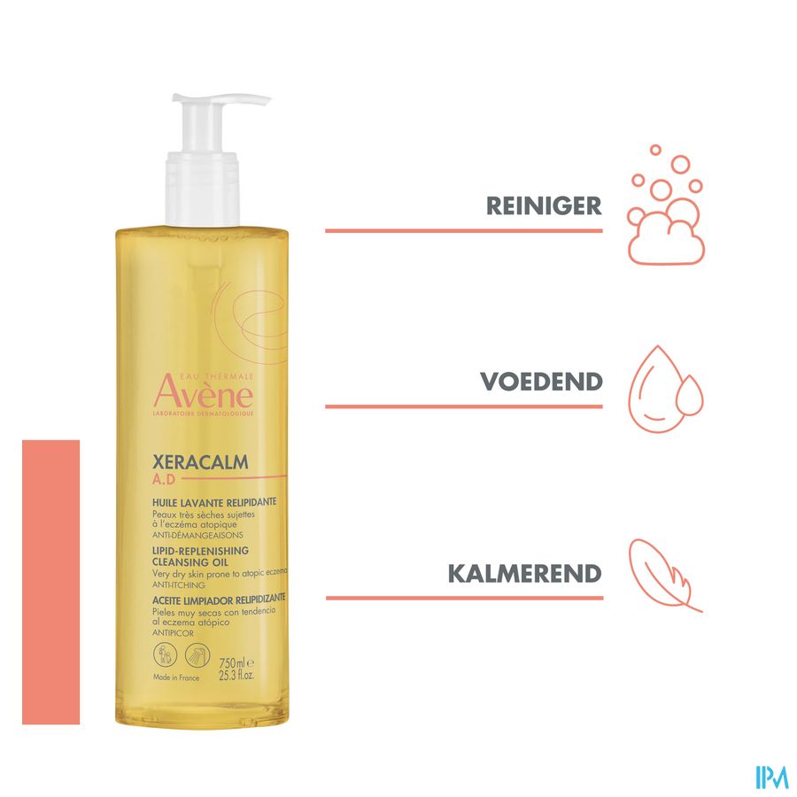 Avène XeraCalm A.D Huile lavante relipidante Peaux Très Sèches Eczéma Atopique 400ml
