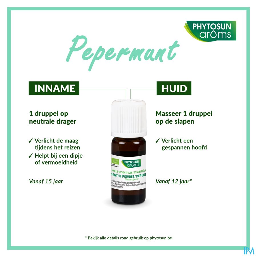 Phytosun® Huile Essentielle Menthe poivrée bio – 10 ml – Digestion – Oral et cutané