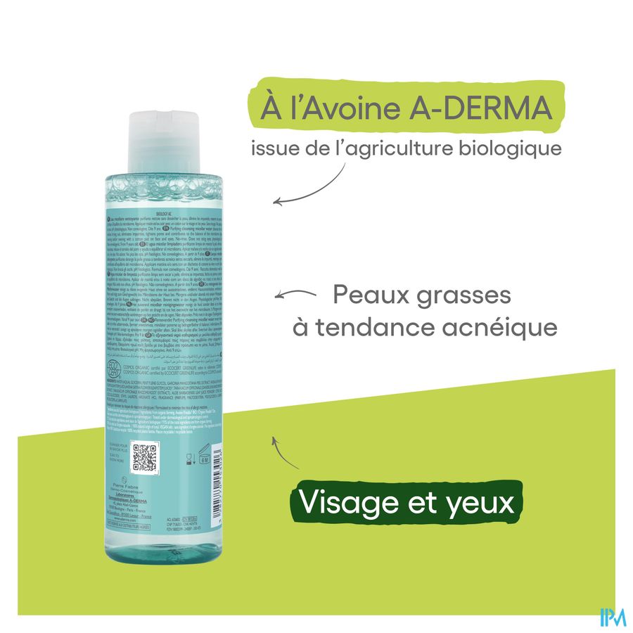 A-DERMA BIOLOGY AC EAU MICELLAIRE - Peau mixte, grasse à tendance acnéique, anti-imperfections