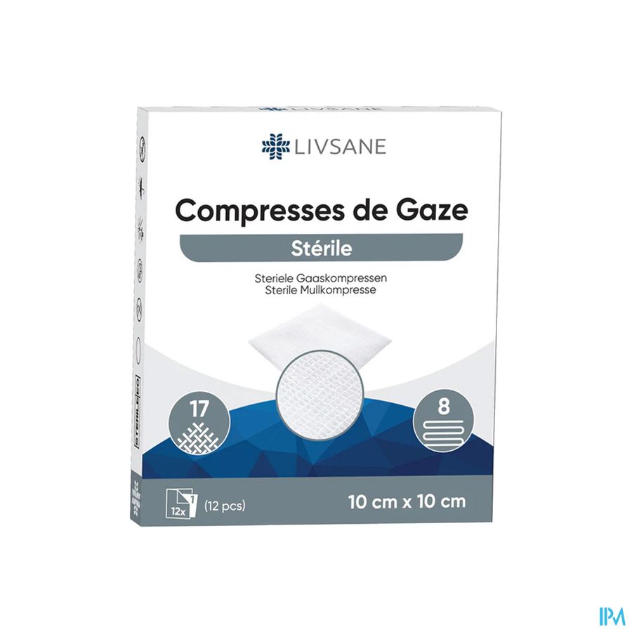 Livsane Compresses Steriles 8pl 10x10cm 12