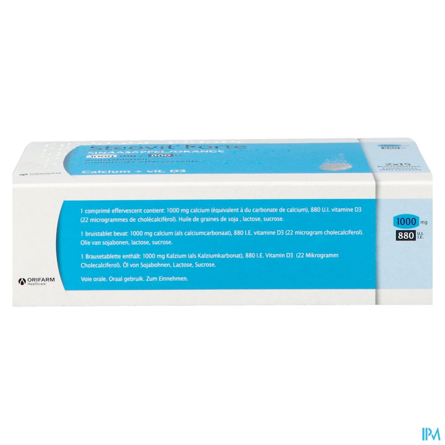 Steovit Forte Orange 1000mg/880 U.I. Calcium & Vit D 30 comprimés effervescents