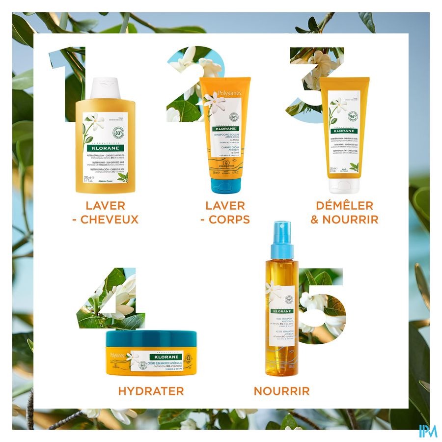Klorane Shampoing nutritif après-soleil - Cheveux exposés au soleil - au Monoï & Tamanu BIO