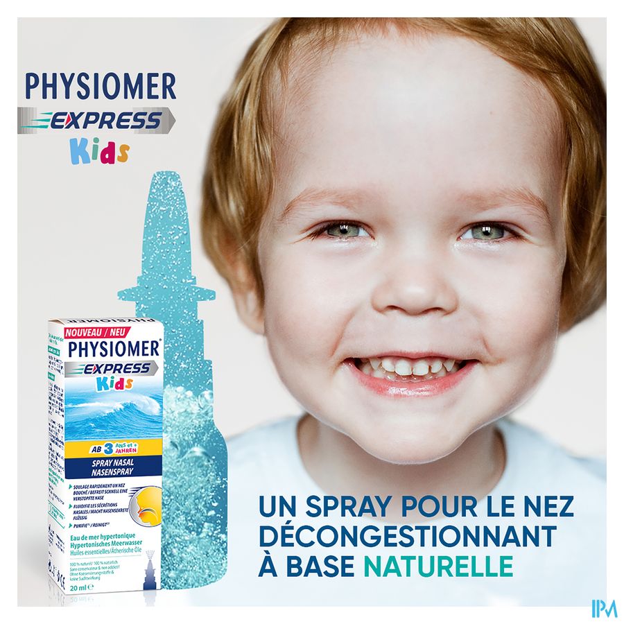 Physiomer® Express Kids Spray Nasal 20ml-En Cas De Nez Bouché,Nez Coulant,Rhume