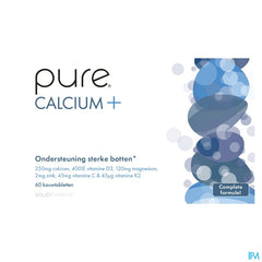 Pure Calcium + Synergistes de Calcium 60 comprimés à mâcher formule pour les os