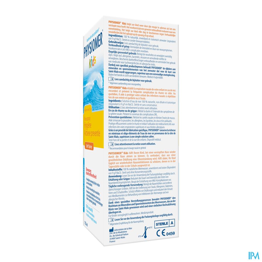 Physiomer® Kids Spray Nasal 135ml-Prévient Le Rhume,Nez Bouché,Nez Coulant