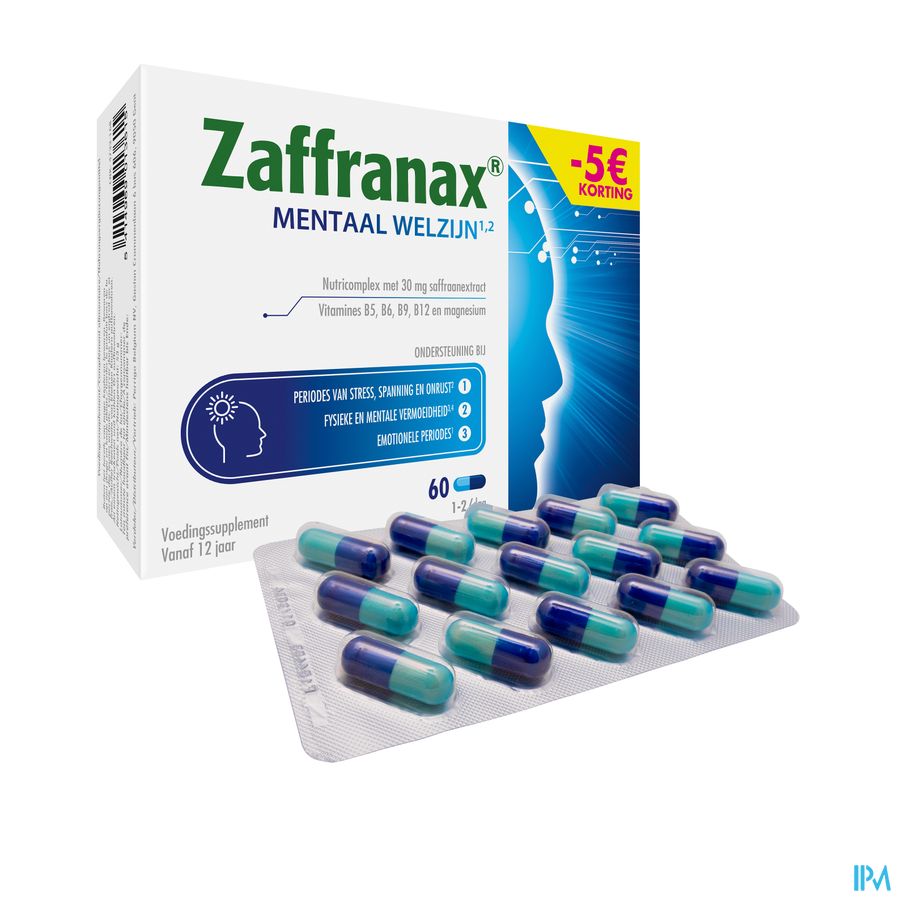 Zaffranax® Bien-être Mental 60 Gélules - 5 € - Stress (4), Fatigue (3), Émotionnel (1)