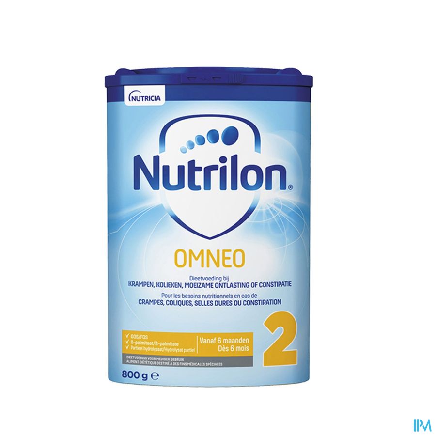 Nutrilon Omneo 2 crampes, coliques, selles dures, constipation Bébé 6-12 mois lait en poudre 800g