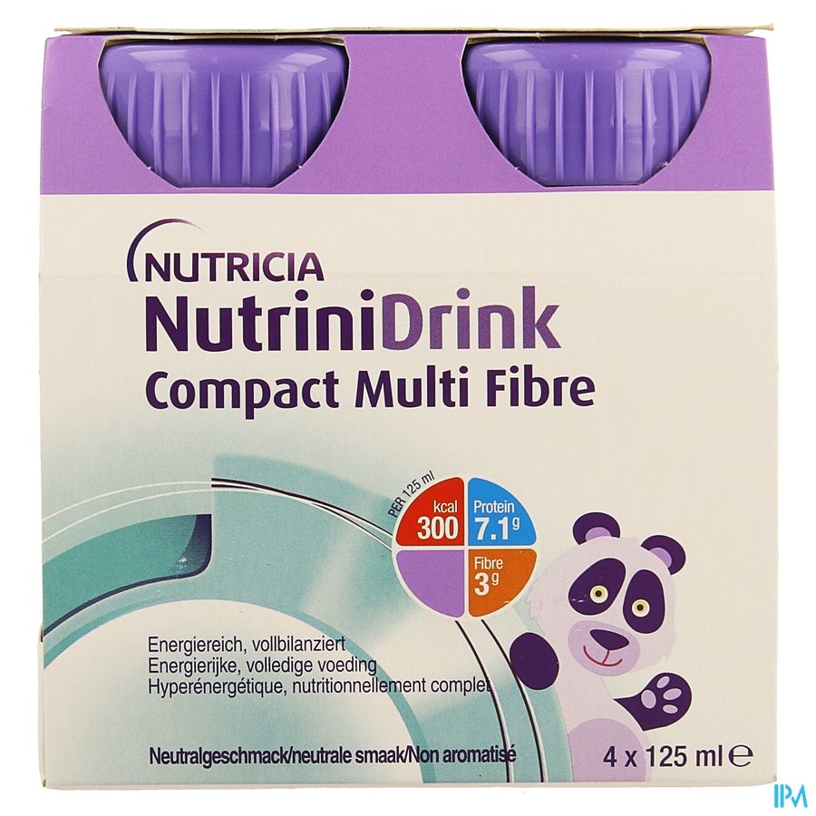 NutriniDrink Compact Multi Fibre Goût Neutre Bouteilles 4x125ml