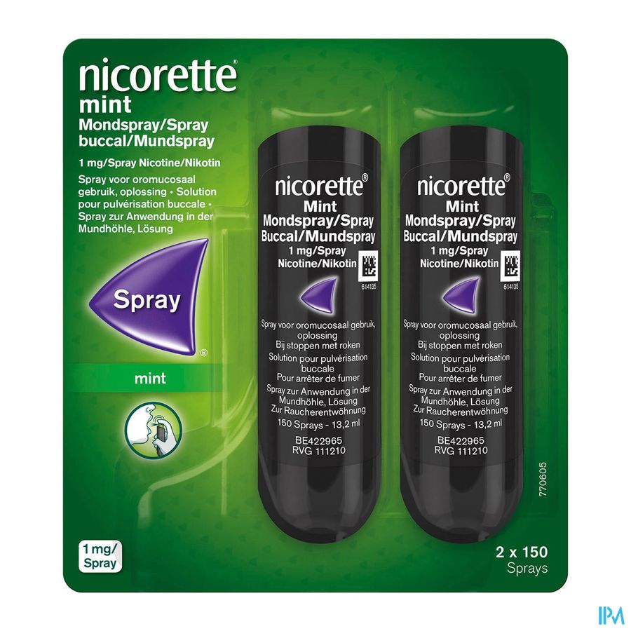 Nicorette® Spray Mint — pour arrêter de fumer — duopack 2 x 13,2 ml, 1 mg de nicotine