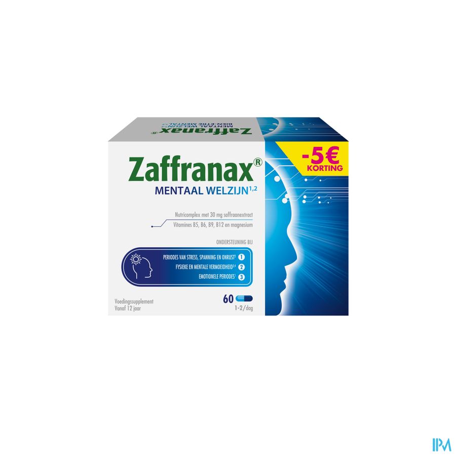 Zaffranax® Bien-être Mental 60 Gélules - 5 € - Stress (4), Fatigue (3), Émotionnel (1)