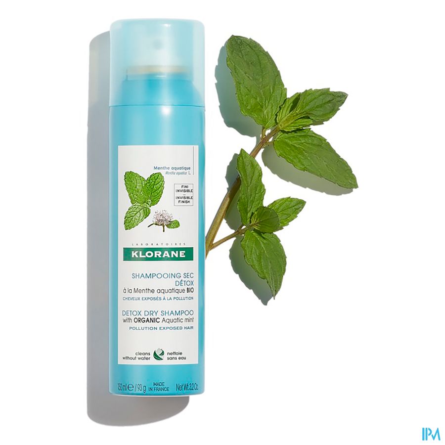 Klorane - Shampoing sec détox à la Menthe aquatique BIO - Tous types de cheveux