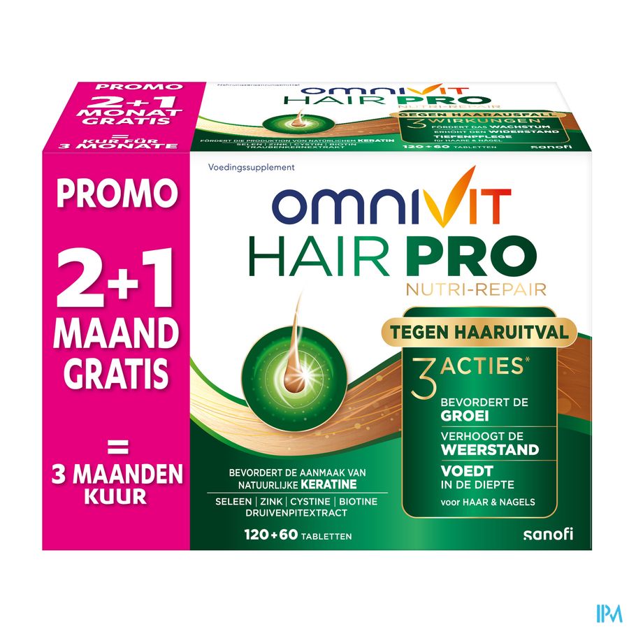 Omnivit Hair Pro 180cp PROMO 1 mois gratuit  - Vitamine Anti-chute Cheveux