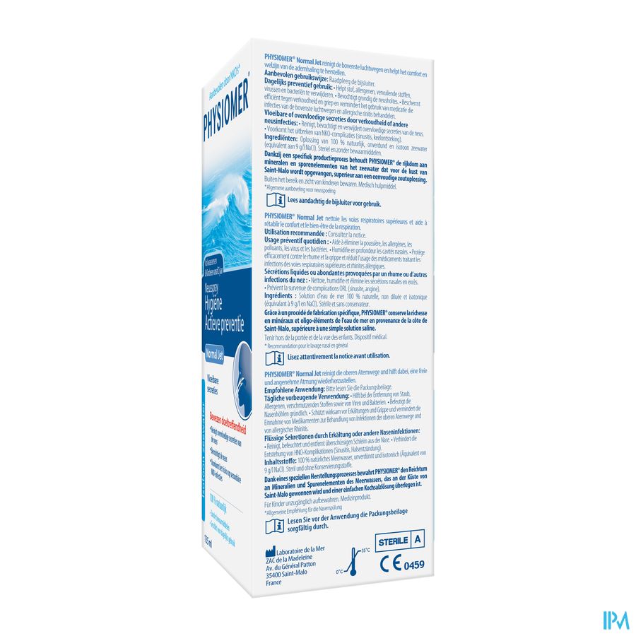 Physiomer® Normal Jet Spray Nasal 135ml-En Cas De Rhume,Nez Bouché Ou Grippe