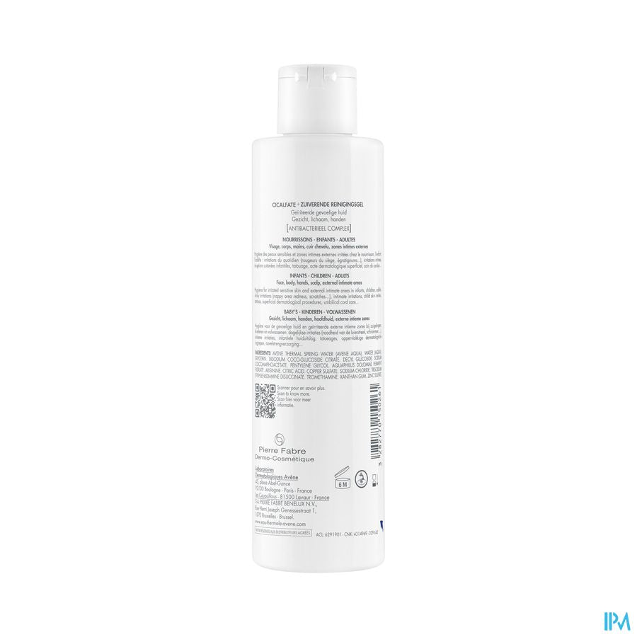 Eau Thermale Avène CICALFATE+ Gel Nettoyant Assainissant Peaux sensibles irritées - Visage, corps, mains