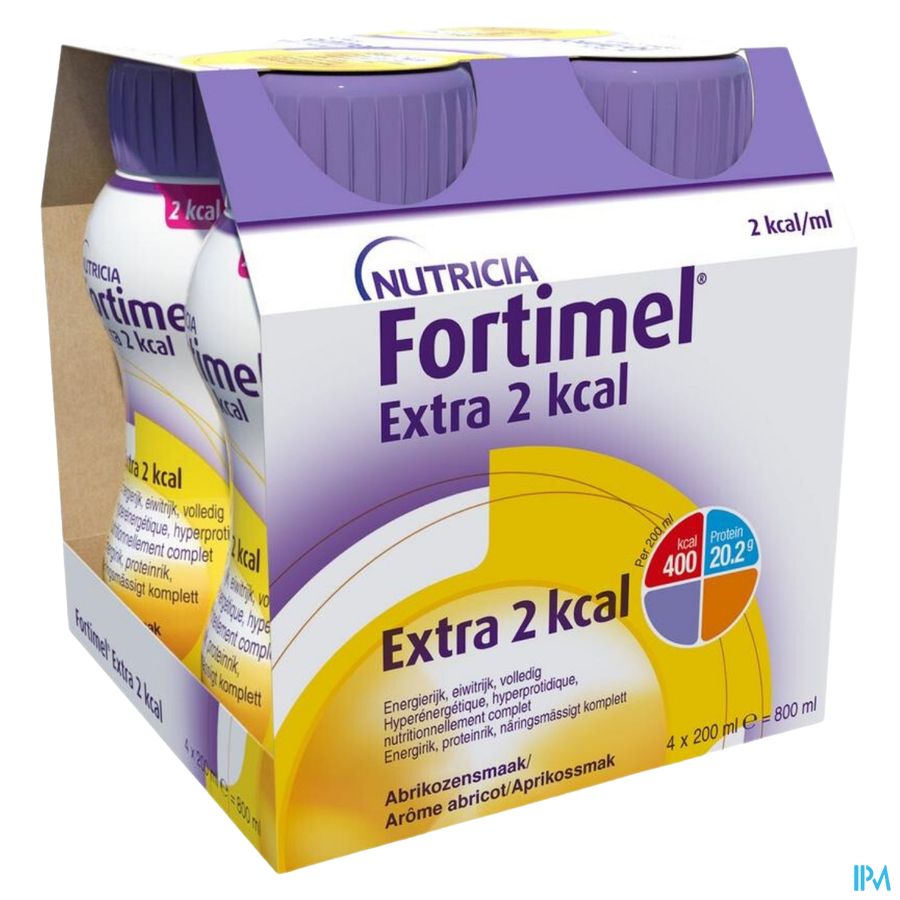 Fortimel Extra 2kcal Goût Abricot Bouteilles 4x200ml