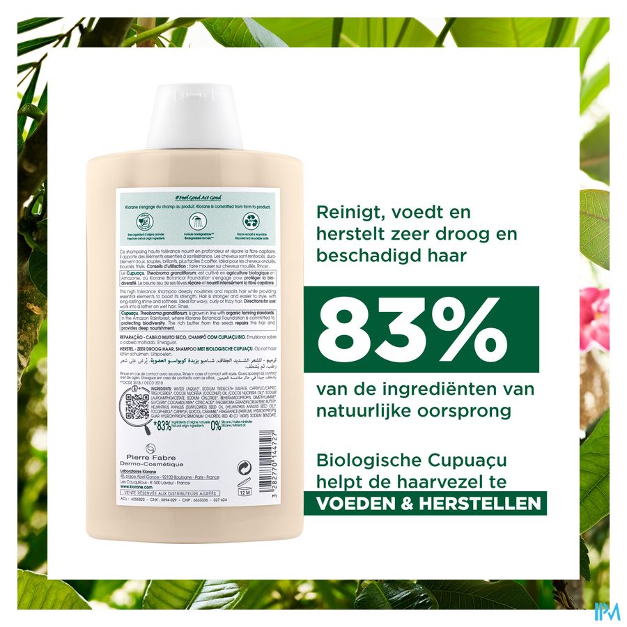 Klorane - Shampoing Réparation au Cupuaçu BIO - Cheveux très secs