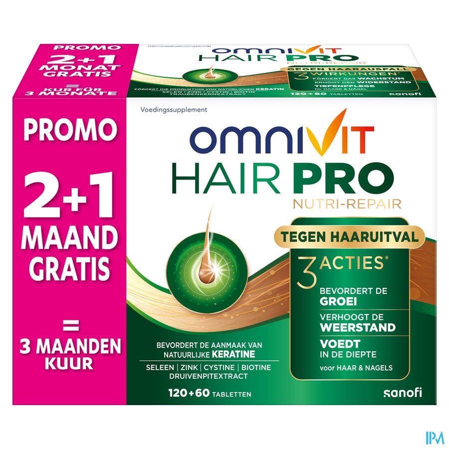 Omnivit Hair Pro 180cp PROMO 1 mois gratuit  - Vitamine Anti-chute Cheveux