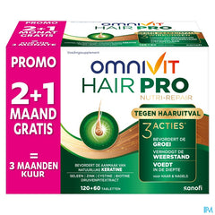 Omnivit Hair Pro 180cp PROMO 1 mois gratuit  - Vitamine Anti-chute Cheveux