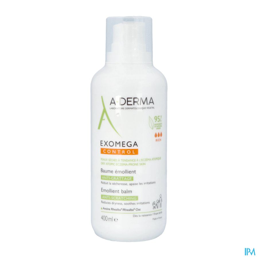 A-Derma Exomega Control Baume emollient Anti-grattage peau à tendance atopique 400ml
