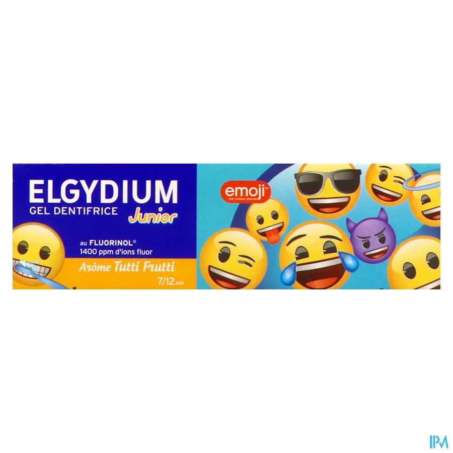 ELGYDIUM Junior EMOJI arôme Tutti Frutti Dentifrice 7 à 12 ans – Dentifrice enfant