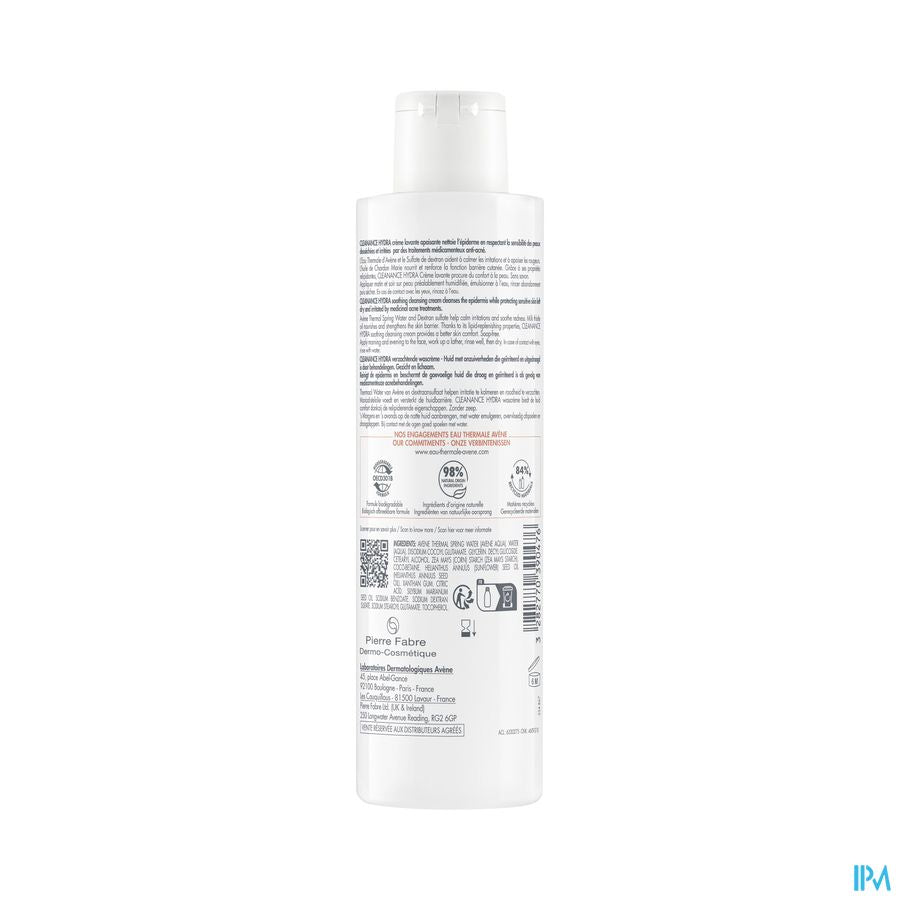 Eau Thermale Avène CLEANANCE HYDRA Crème lavante apaisante - Peaux à imperfections irritées et desséchées par des traitements - Visage et Corps