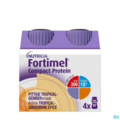 Fortimel Compact Protein Arôme Tropical Gingembre épicé Complément Nutritionnel Dénutrition Bouteilles 4x125 ml