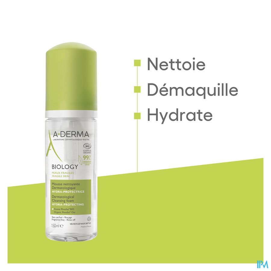 A-DERMA Mousse nettoyante dermatologique hydra-protectrice BIOLOGY