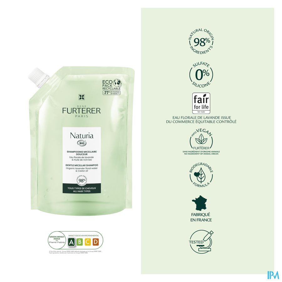 René Furterer  - NATURIA Shampooing micellaire douceur - Shampoing ultra doux sans sulfates pour tous types de cheveux