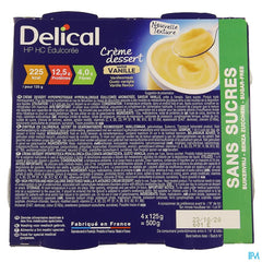 Delical Creme Dessert Hp-hc S/sucre Vanille 4x124g