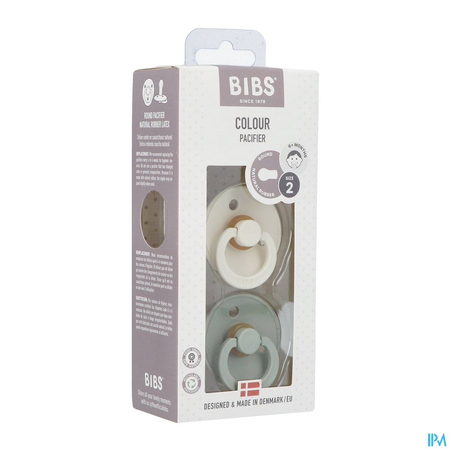 Bibs 2 Sucette Duo Sage Ivory