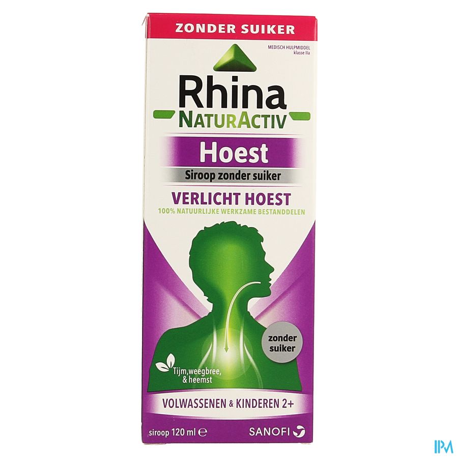 Rhina Naturactiv 120ml sans sucre - Toux sèche, Toux grasse, Gorge irritée