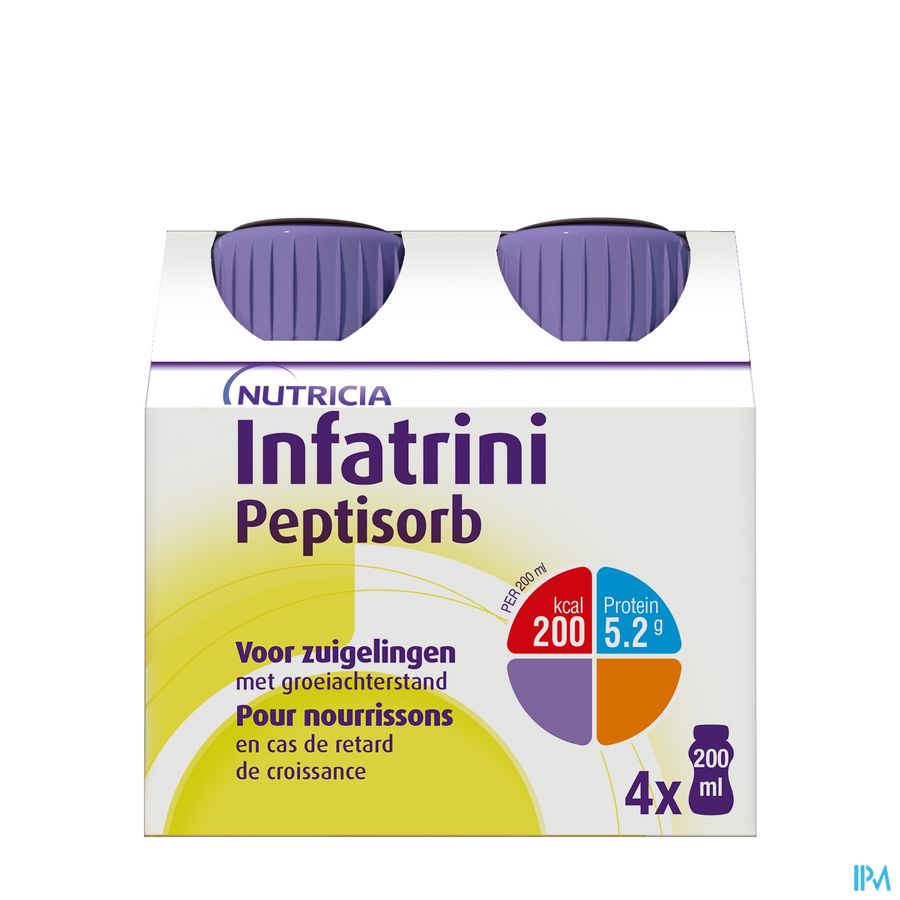 Infatrini Peptisorb Pour Nourrissons Complément Nutritionnel Dénutrition Bouteilles 4x200ml