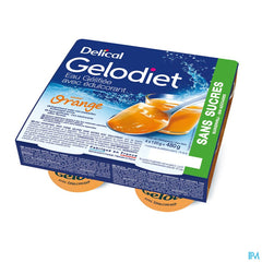 Gelodiet Eau Gel. Edulcorant Orange Pot 4x120g