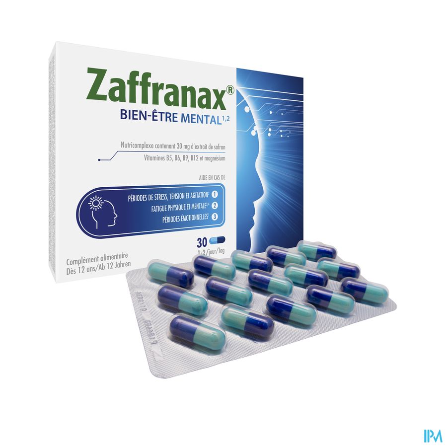 Zaffranax® Bien-être Mental 30 Gélules - Stress (4), Fatigue (3), Émotionnel (1)