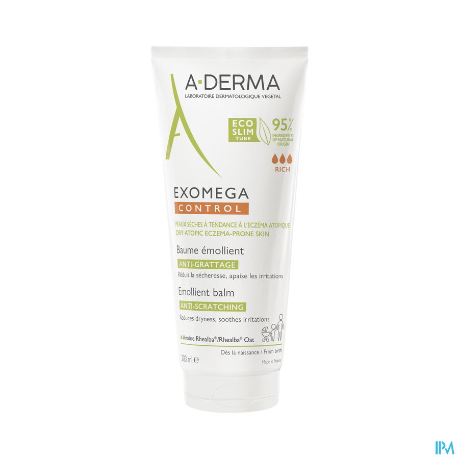 A-Derma Exomega Control Baume emollient Anti-grattage peau à tendance atopique 400ml