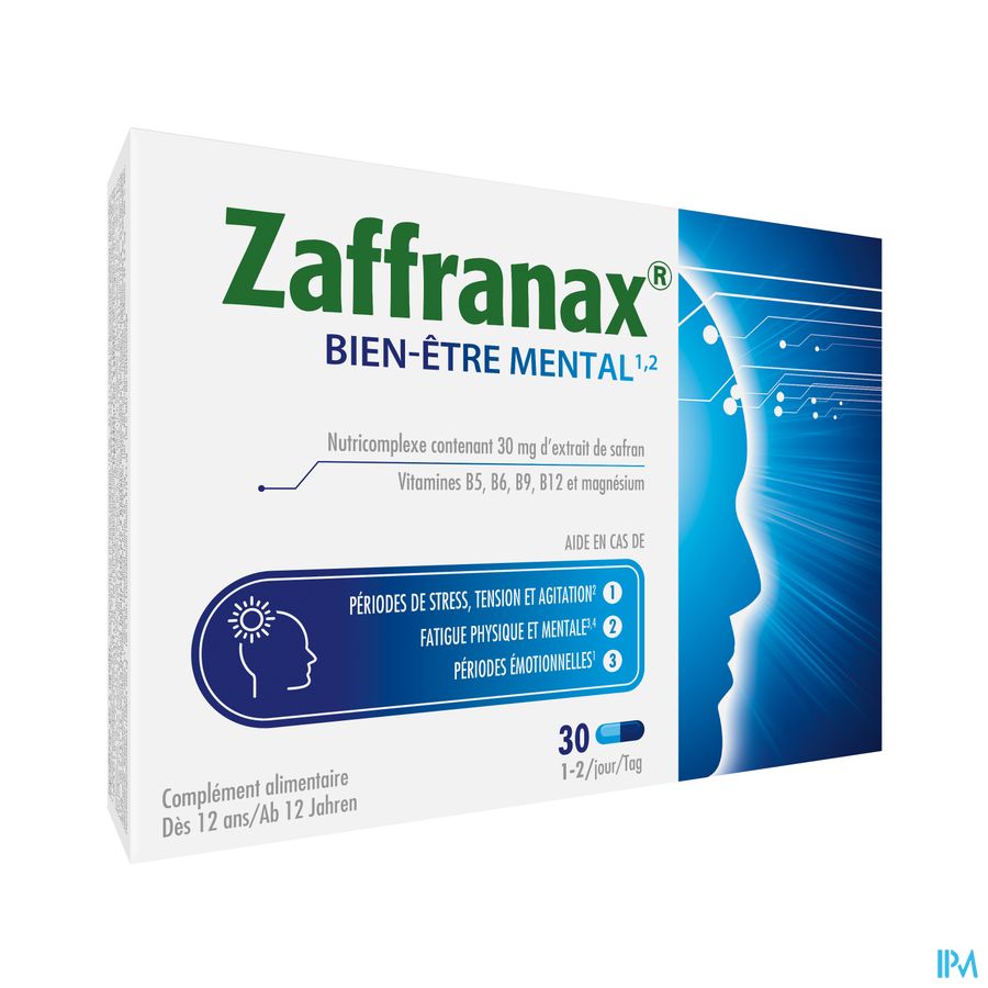 Zaffranax® Bien-être Mental 30 Gélules - Stress (4), Fatigue (3), Émotionnel (1)