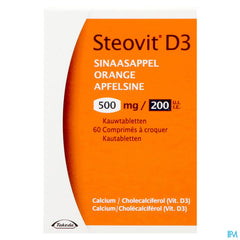 Steovit Forte Orange 500mg/200 U.I. Calcium & Vit D - 60 comprimés à croquer