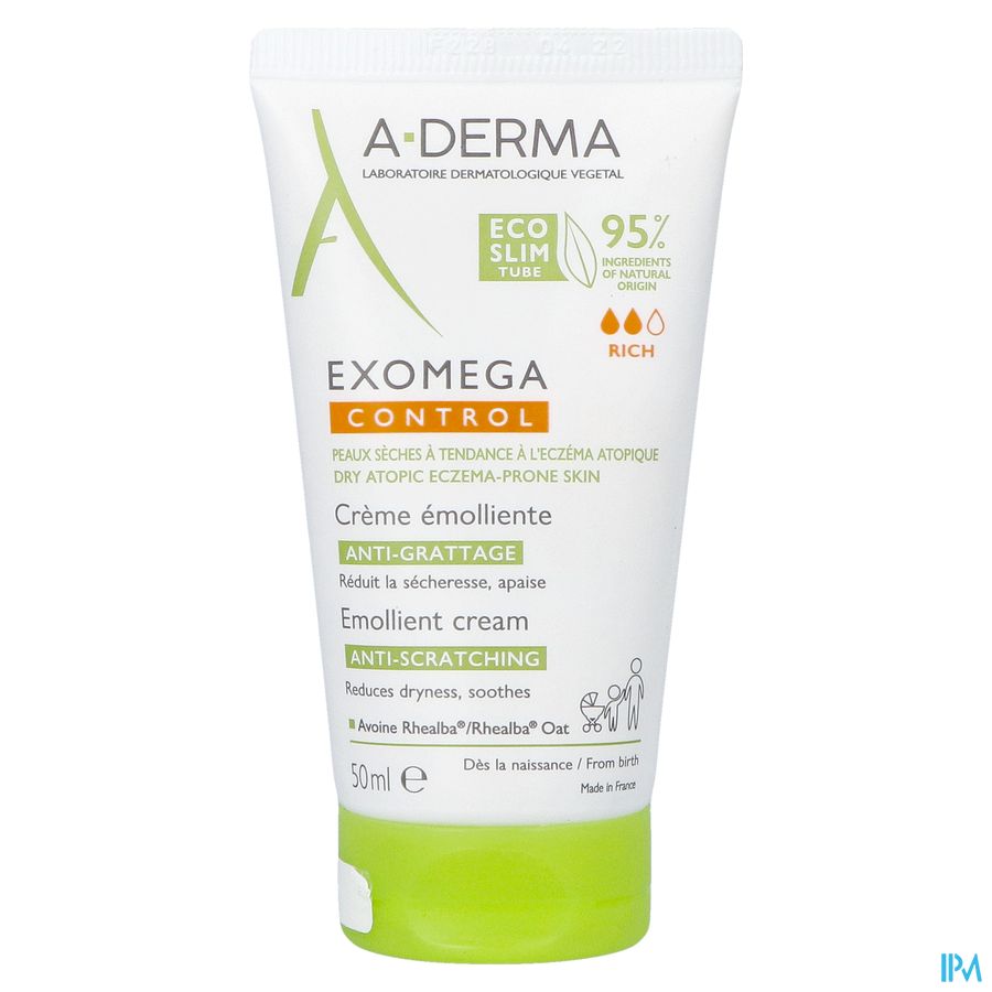 A-DERMA — EXOMEGA CONTROL — CRÈME ÉMOLLIENTE anti-grattage peau à tendance atopique