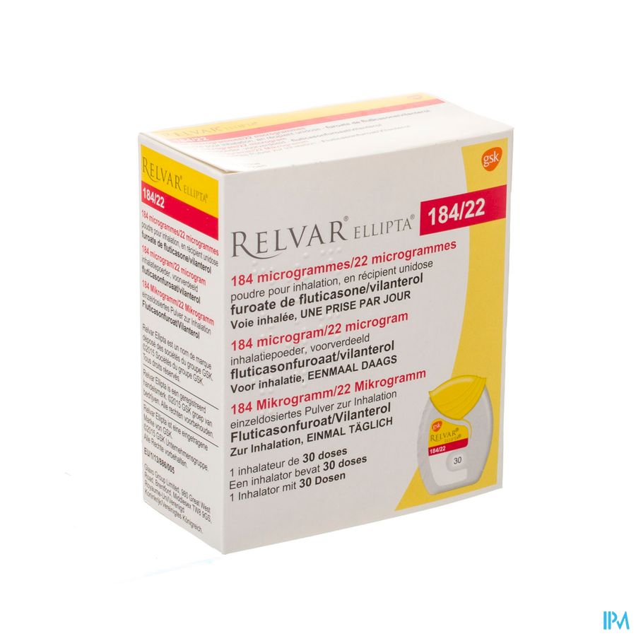 Relvar Ellipta 184/22mcg Pulv Inhal Multidose 30