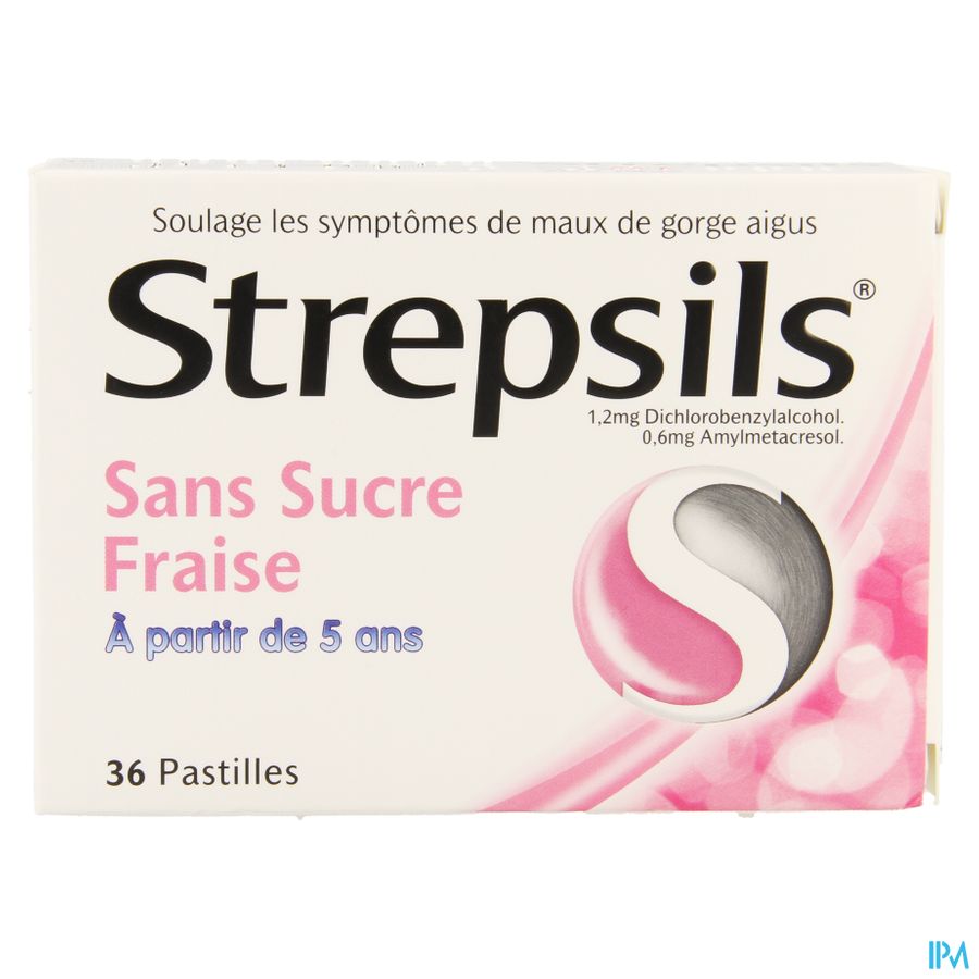 Strepsils S/sucre Fraise Past 36